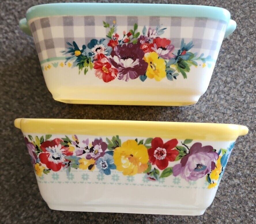 Two (2) Pioneer Woman ~ Ceramic Mini Loaf Pans ~ Vintage Inspired Floral... - $26.18