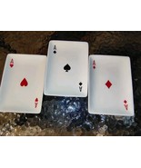 Vintage 3 Piece Set Playing Card Appetizer Snack Tray Dishes 4x6 Aces - $277.81 MXN