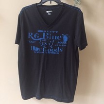 Arizona Jeans RG Blue&#39;s Graphic Black V-Neck Tee L - $5.83