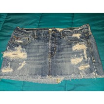 Hollister Mini Jeans Skirt Women&#39;s 26 Blue Denim Distressed Casual Wear (ABB14) - £19.32 GBP