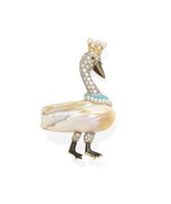 14k Bicolore Oro Perla D&#39;Acqua Dolce Cigno Spilla Con / Diamanti &amp; Facs ... - $22,667.59