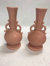 Haeger pair bud vase USA 1018 rose Ceramic pottery vintage mid century - £44.30 GBP