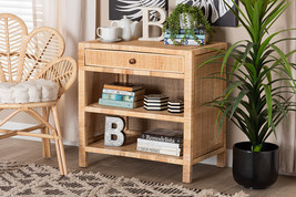 Saverio Natural Brown Mahogany Wood and Natural Rattan 1-Drawer Console ... - $9,760.92 MXN