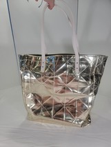 Elizabeth Arden Gold Tote Bag with Magentic Snap Close Geometric 15&quot; tall - £17.99 GBP