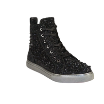 Mens High Top Shoes By FIESSO AURELIO GARCIA ,Spikes Rhine stones 2409 Black image 8