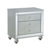 Silver Metallic Nightstand: 2 Drawers &amp; Fretwork - $8,952.38 MXN