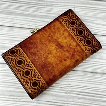 Vintage Centra Wallet Brown Top Grain Cowhide Leather Ball Snap Clutch - £18.58 GBP