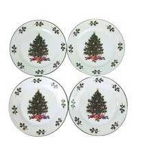 Set of 4 Gibson 7&quot; Noel Morning Salad or Bread Plates Christmas Tree Pre... - $19.89