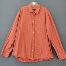 Old Navy Mens Shirt Size XXL Orange White Preppy Plaid Long Sleeve Butto... - $10.71