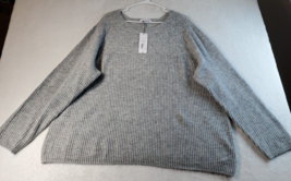 Liz Claiborne Sweater Womens 3X Heather Gray Knit Acrylic Long Sleeve Round Neck - £19.52 GBP