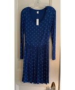 Old Navy Women Dress SP Bue/White Scoop Neck Fit &amp; Flare Long Sleeve Str... - $9.99