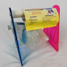Polly&#39;s Portable Small Parrot Stand Feed Cup Nail Trim Perch Red Blue 8&quot; Long - £23.89 GBP