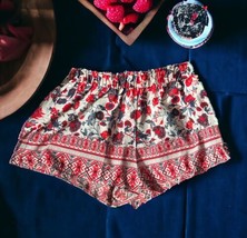 XHILARATION Womens Shorts Multicolored Size Large Red Blue Floral White Boho - £16.55 GBP