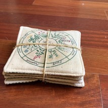 Vtg Fabric Coasters Herbs Plaid Scented Garden Padded Cottage Country Core Decor - £9.45 GBP