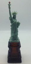 Statue of Liberty Glass Figural Liquor Bottle Empty Spirit of 9&quot; Amber Green - £12.54 GBP