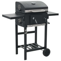 vidaXL Charcoal-Fueled BBQ Grill with Bottom Shelf Black - $363.16 CAD