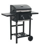 vidaXL Charcoal-Fueled BBQ Grill with Bottom Shelf Black - $363.32 CAD
