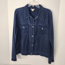 Christopher &amp; Banks Pearl Snap Long Sleeve Jacket Denim Blue Size S - $14.00