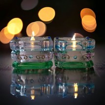 Partylite Mardi Gras Candle Holders Votive Tealight Crystal Colorful Rhinestones - $14.84