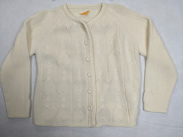 Sears Womens Cardigan Sweater Knit See Measurements Acrylic Cream - £18.95 GBP