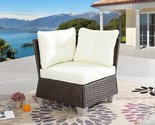 Lokatse Home Outdoor Wicker Sectional Sofa Chair With Cushion For, Beige - £101.97 GBP