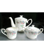 Vintage Snow Bone China Tea Pot Creamer &amp; Sugar Set - £35.38 GBP