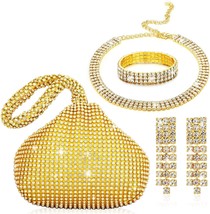 4 Pieces Clutch Purses Bag for Women Evening Rhinestone Jewelry Set Blin... - $44.33