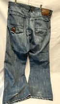 Vintage Y2K Grunge Akademiks Baggy Fit Denim Jeans Men&#39;s 42x33 Distressed Hem - £40.09 GBP