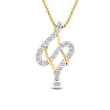 SwaraEcom 14K Yellow Gold Plated AAA Cubic Zirconia Wavy Pendant for Women Fashi - £39.27 GBP