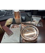 Rose Gold Party Kit Pack Ser 16 Cups Plates Napkins Balloons Straws Bann... - €21,18 EUR
