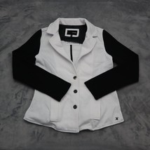Hurley Jacket Womens L White Black Blazer Notch Lapel Pocket Button Knit - £30.94 GBP