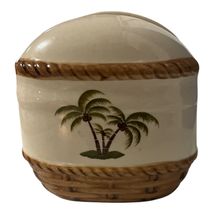 Vintage Palm Tree Ceramic Napkin Holder Alco Industries Tropical Island ... - $21.60