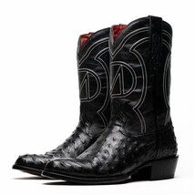 SAVANNAH Genuine Ostrich Skin Cowboy Boot from the Western Collection Black image 3