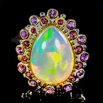 AAA+ 12 ct Opal Ring 925 Sterling Silver Size 8 - £319.51 GBP