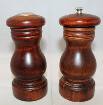 Vintage Baribocraft 6&quot; 15cm Tall Wooden Salt and Pepper Shaker Mill Set Brown - £34.74 GBP