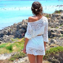 Sexy Beach Dress for Women Fashion Hollow Out White Lace Dress Party Dresses - £16.88 GBP