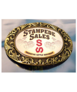 Vintage Brass Belt Buckle, SS, Stampede Sales, Innovative Cattle Equipment - $14.69