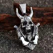 Baphomet Evil Demon Horn Skull Pendant Necklace Men&#39;s Jewelry Chain 24&quot; Gift - £9.48 GBP