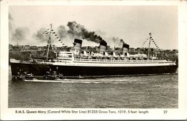 Vtg Postcard RPPC R.M.S, Queen Mary Cunard White Star Line UNP Alfred Mainzer - £23.46 GBP
