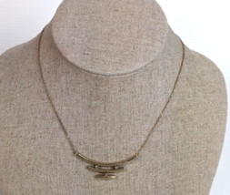 vintage gold geometric Bar and rhinestone Choker Necklace 14&quot; length - £19.71 GBP