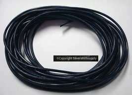 Leather necklace cord 15 feet 2mm Navy Blue Leather Thong Beading lace cord M068 - £3.13 GBP