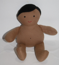 Lovevery Organic Cotton Baby Doll 8.5&quot; Plush Black Hair Dark Tan Skin Montessori - £19.11 GBP