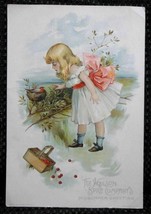 1891 antique LION COFFEE TRADE CARD child bird nest toledo oh Woolson Spice Co. - £27.20 GBP