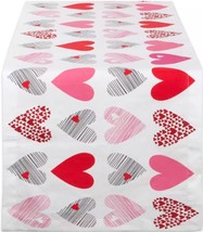 1 Fabric Printed Table Runner (14&quot;x72&quot;) LOVE, MULTICOLOR HEARTS COLLAGE,... - $17.81