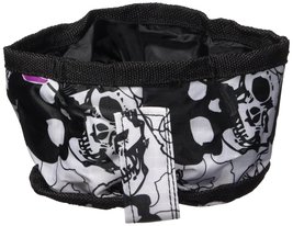 Doggles Foldable Travel Bowl, Black Skull Roses - Small - £7.77 GBP