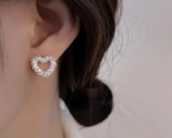 Silvery Hollow Heart Stud Post Earrings - New - $14.99