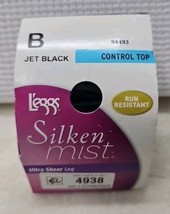 L&#39;eggs Silken Mist Jet Black Control Top Pantyhose/Tights New - £6.80 GBP