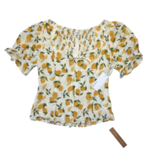 NWT Reformation Delevan Top in Lemonade Lemon Print Smocked Blouse 10 - £63.34 GBP