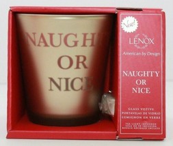 Lenox Holiday 4&quot; Gold Naughty or Nice Glass Votive Candle Light New in Box - $78.09 MXN