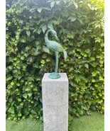 Bronze crane sculpture with elegant curves and details – 23x13x47cm - 2.5Kg - $289.95